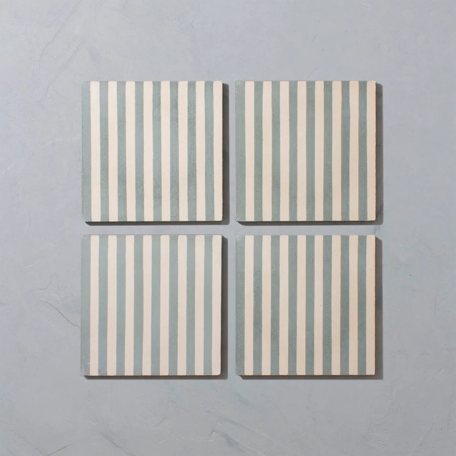 Bert & May - Mineral Blue Skinny Stripe Tile, 20 x 20cm