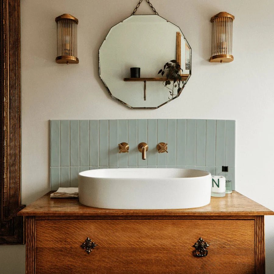 Bert & May - Fennel Glazed Skinny Metro Tile, 5 x 25cm - Tiles & Stone To You