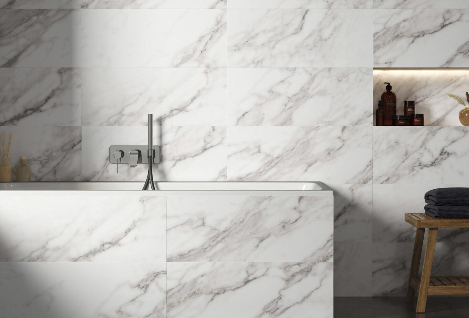 Minoli - Magnus Calacatta White Rectified Ceramic Matt, 30 x 75cm (MGN1001) - Tiles & Stone To You
