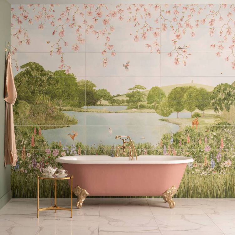 Original Style - English Garden Panel B Ceramic, 2560 x 990mm (IM-0029431) - Tiles & Stone To You