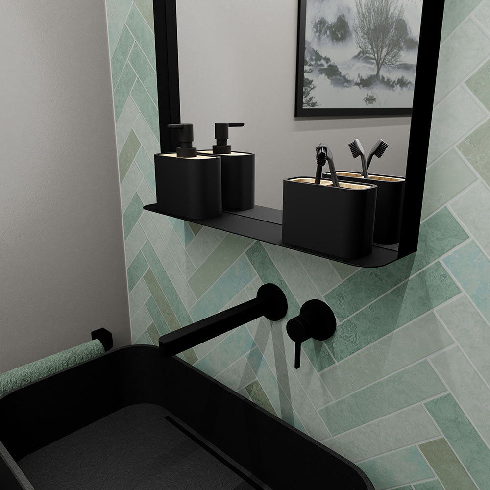 Origins Living - City Mirror with Shelf 50 Black, 50x75cm (CTY - 002057 - BK) - Tiles & Stone To You