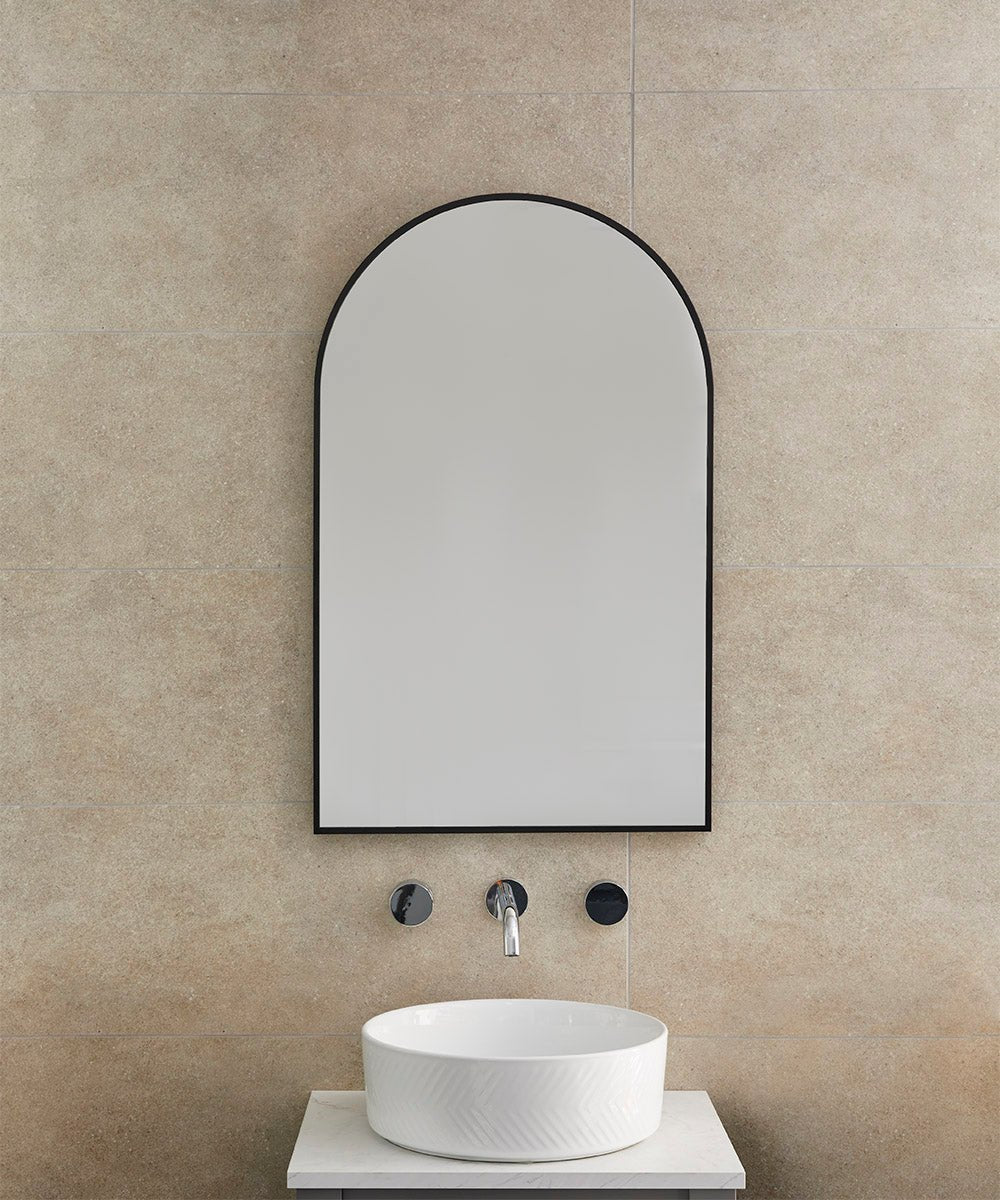 Origins Living - Docklands Arch Mirror Black, 50x80cm (DKL - 00R058 - BK) - Tiles & Stone To You