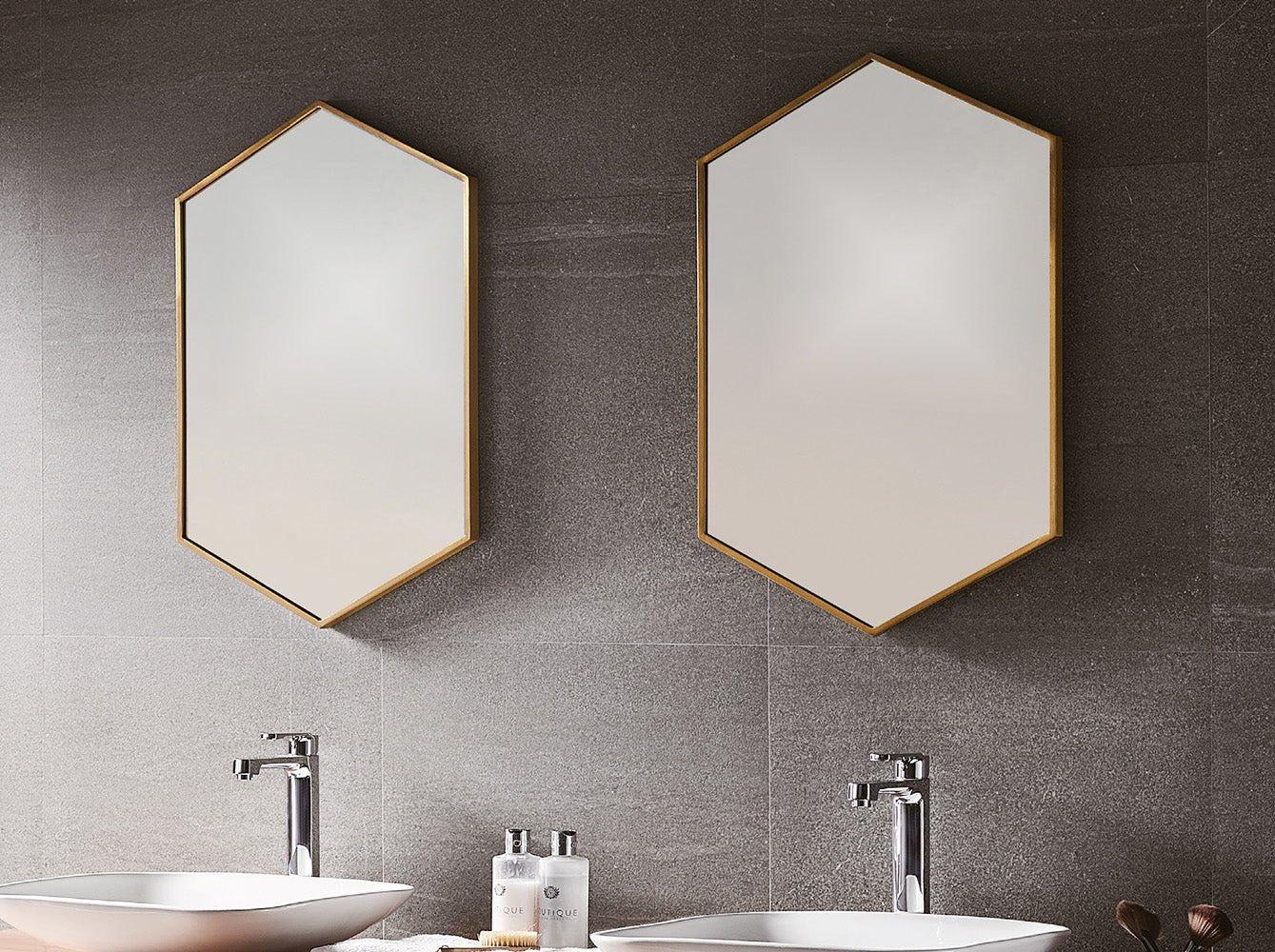 Origins Living - Docklands Hexagonal Mirror Brushed Brass, 50x75cm (B375509) - Tiles & Stone To You