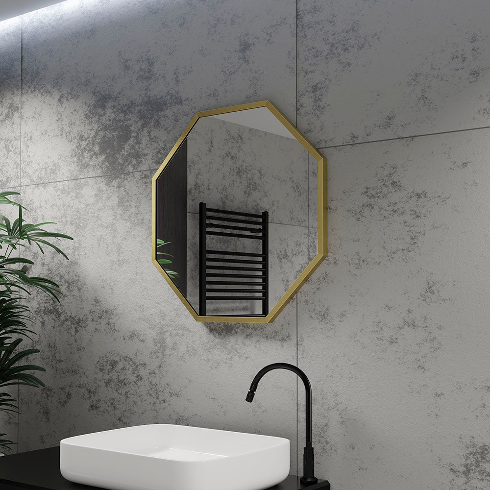 Origins Living - Docklands Octagon Mirror Brushed Brass, 60cm (DKL - 00T060 - BB) - Tiles & Stone To You