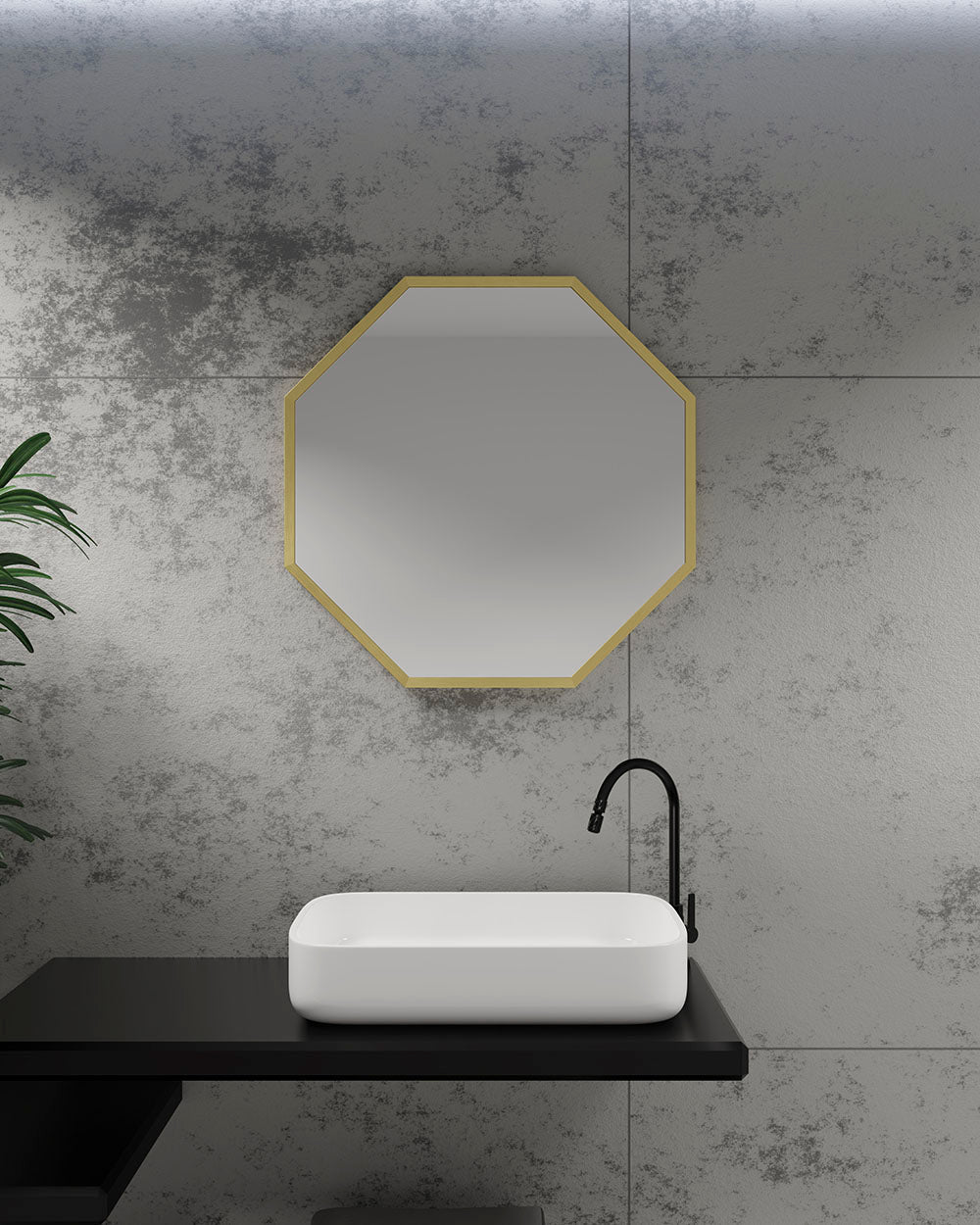 Origins Living - Docklands Octagon Mirror Brushed Brass, 60cm (DKL - 00T060 - BB) - Tiles & Stone To You