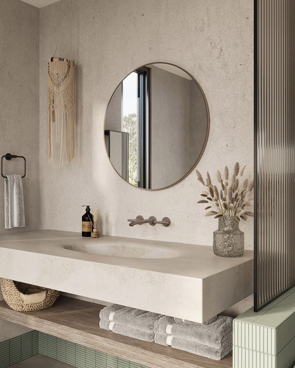 Origins Living - Docklands Round Mirror Brushed Bronze, 80cm (DKL - 00D080 - BZ) - Tiles & Stone To You