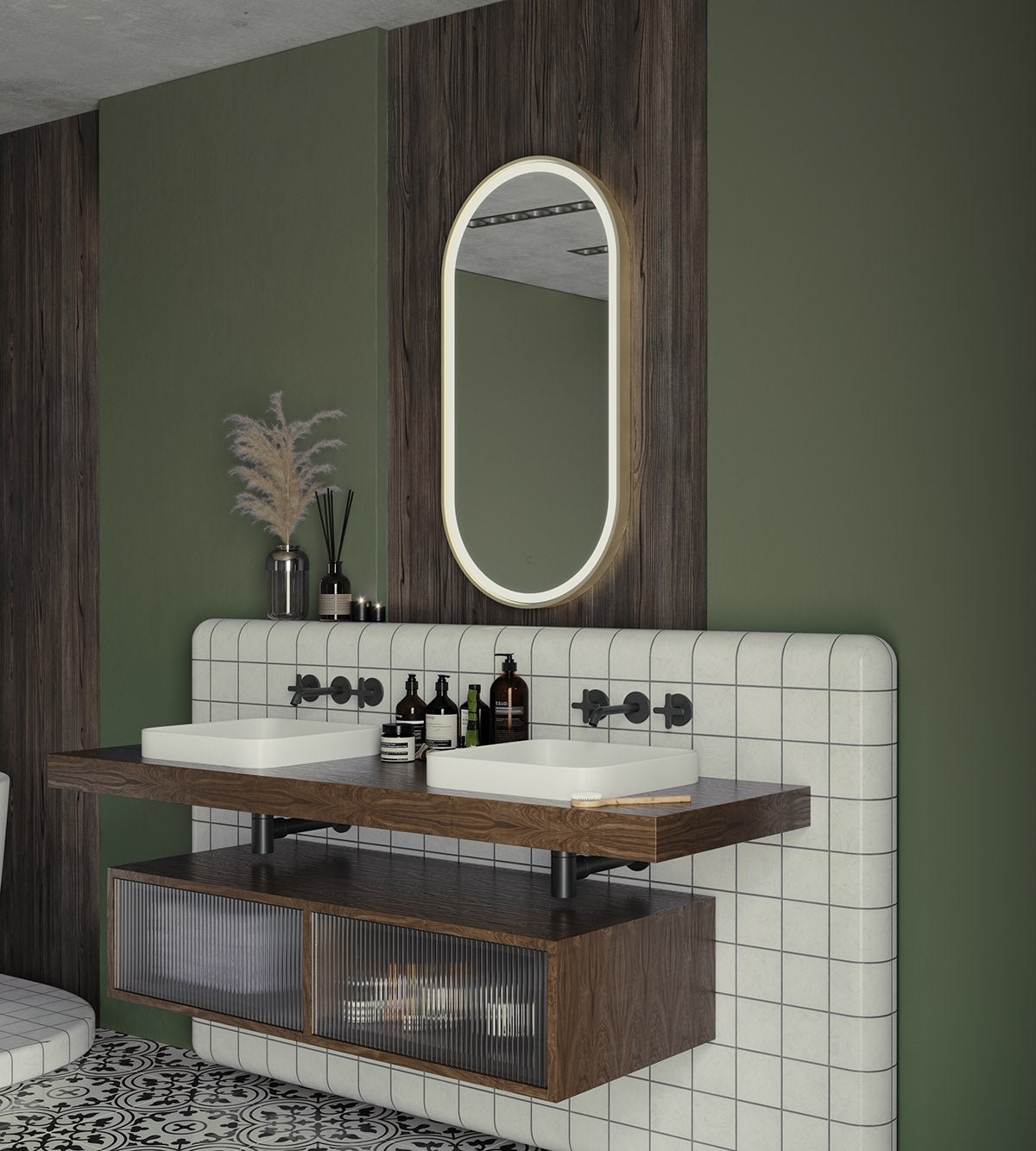 Origins Living - Lomax Light Capsule Mirror Brushed Brass, 50cm (LML - 01C051 - BB) - Tiles & Stone To You