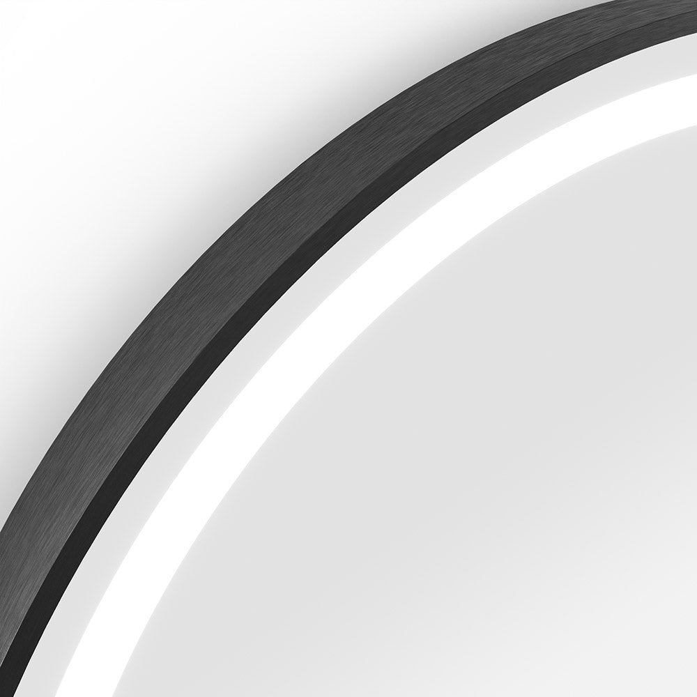 Origins Living - Lomax Light Round Mirror Black, 70cm (LML - 01D070 - BK) - Tiles & Stone To You