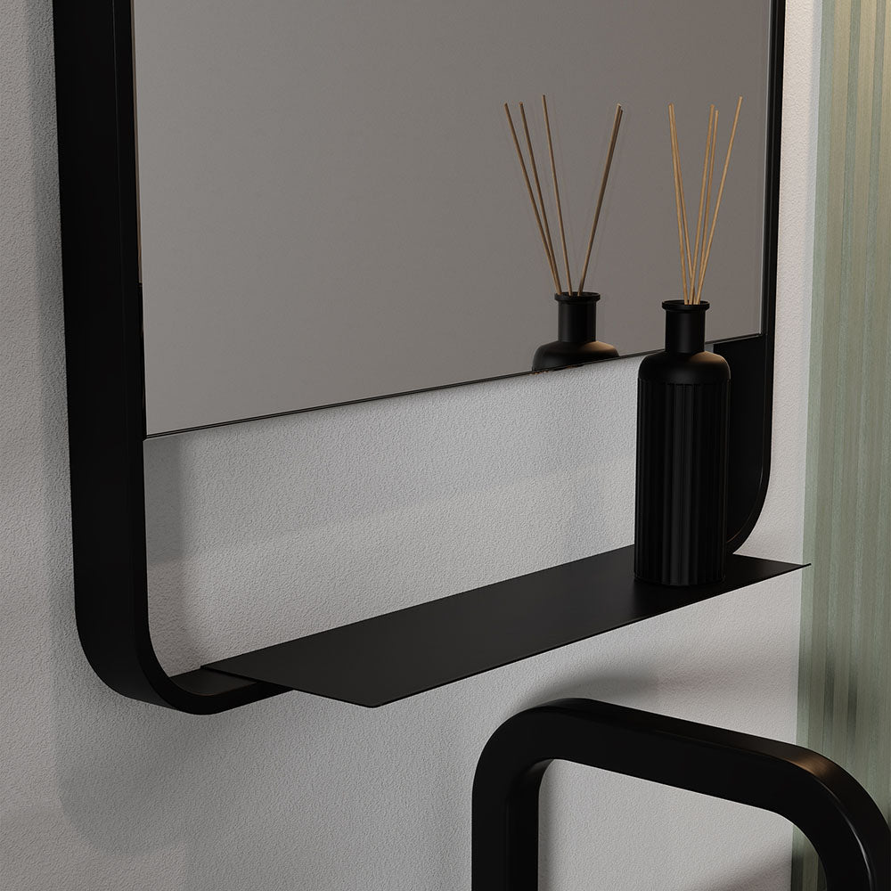Origins Living - Ludgate Mirror with Shelf Black, 55x100cm (LDG - 002510 - BK) - Tiles & Stone To You