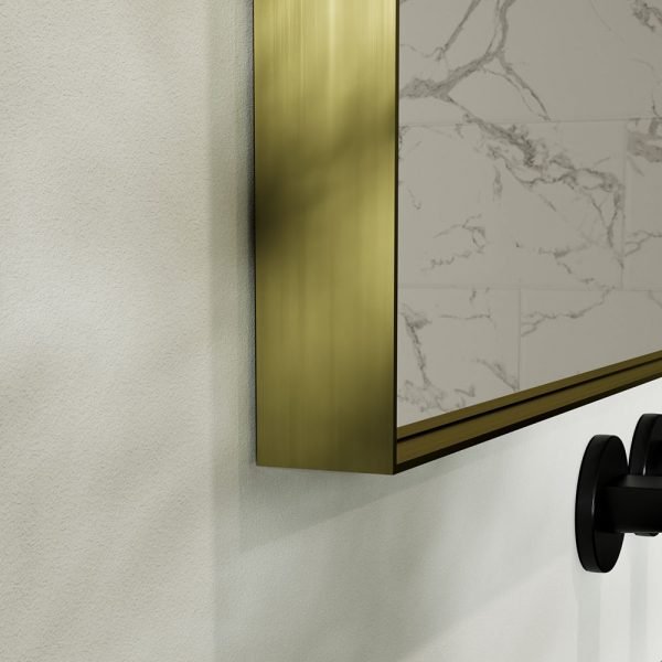 Origins Living - Newington Rectangular Mirror Brushed Brass, 100x80cm (NWG - 001108 - BB) - Tiles & Stone To You