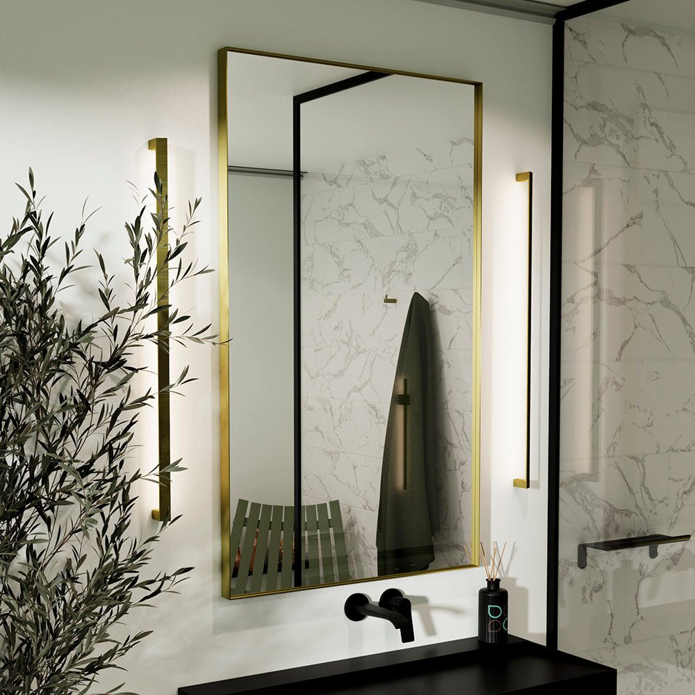 Origins Living - Newington Rectangular Mirror Brushed Brass, 120x70cm (NWG - 001127 - BB) - Tiles & Stone To You