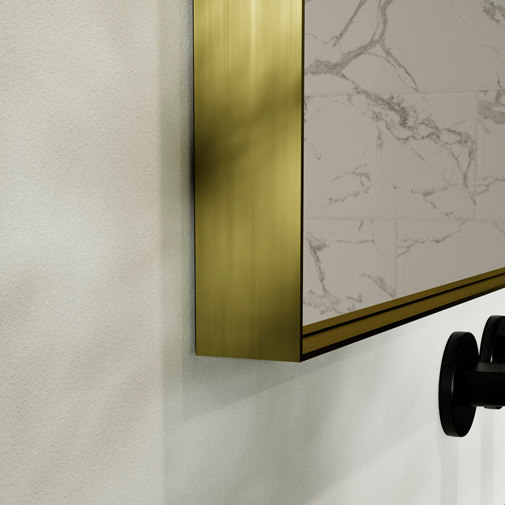 Origins Living - Newington Rectangular Mirror Brushed Brass, 60x80cm (NWG - 001068 - BB) - Tiles & Stone To You