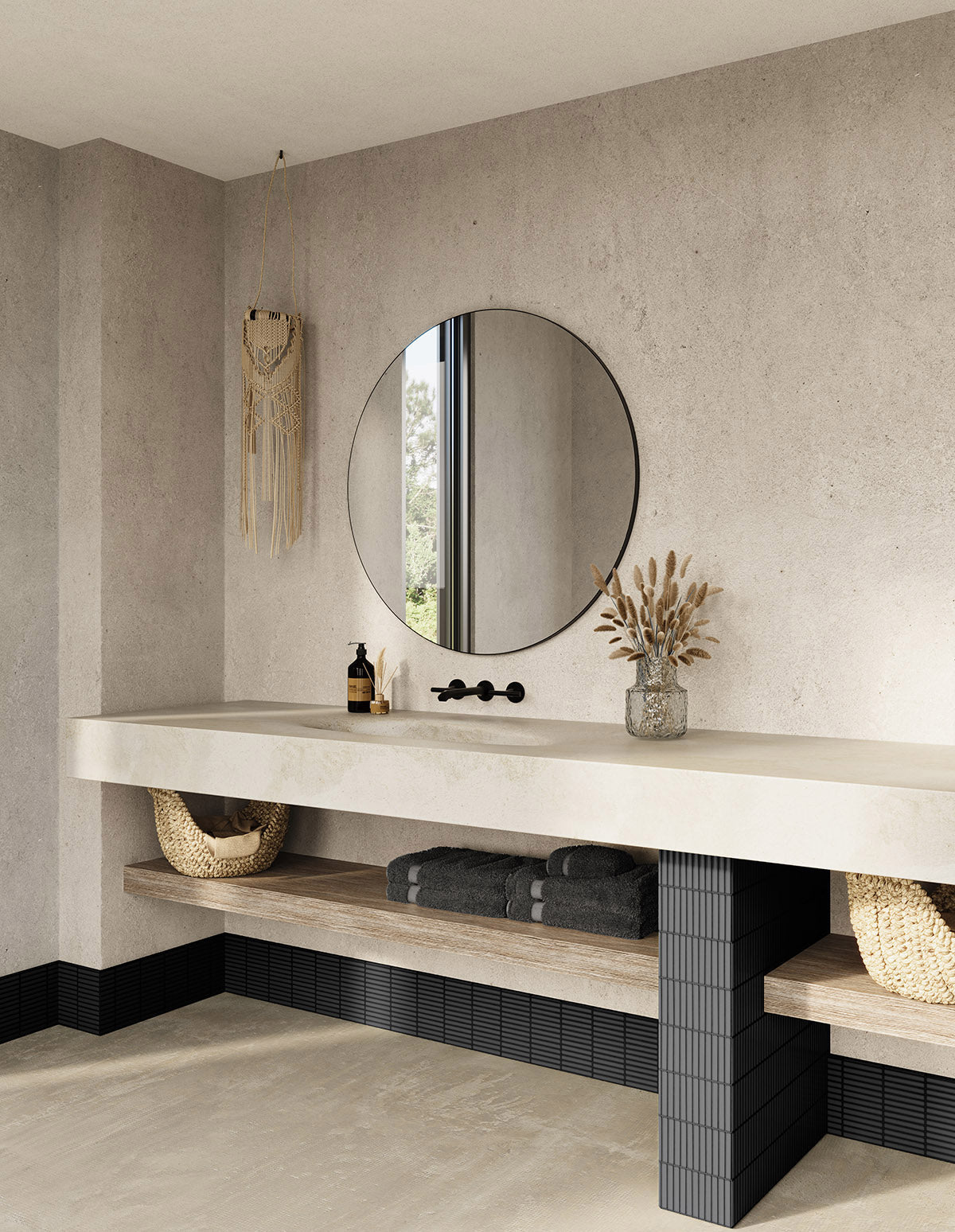 Origins Living - Oslo Round Mirror 80 in Black (OSL - 00D080 - BK) - Tiles & Stone To You