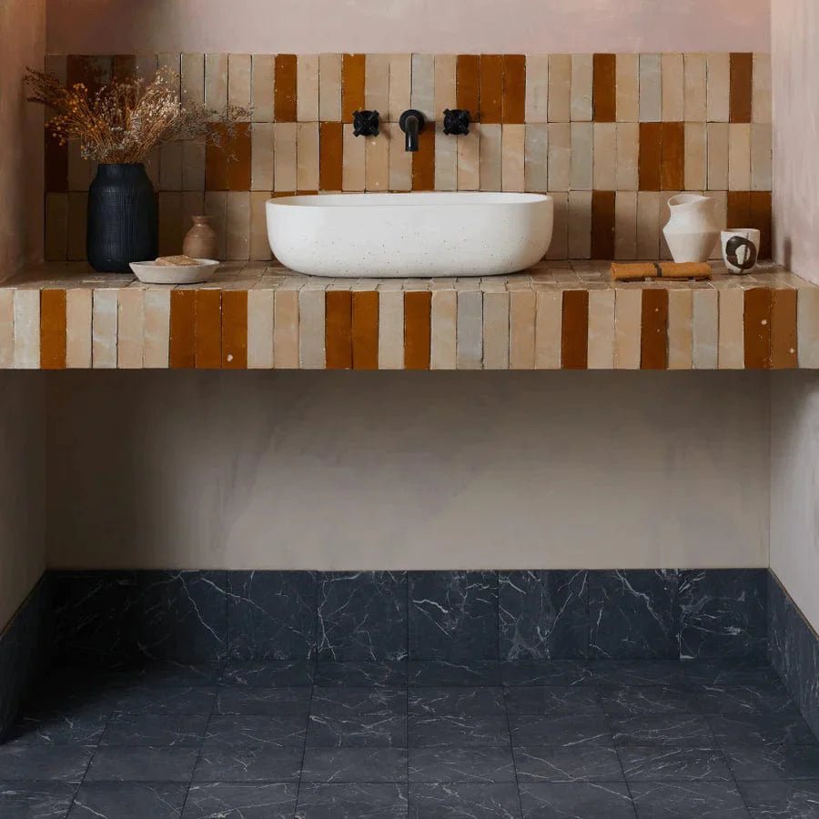 Bert & May - Black Marble Porcelain, 20 x 20cm - Tiles & Stone To You