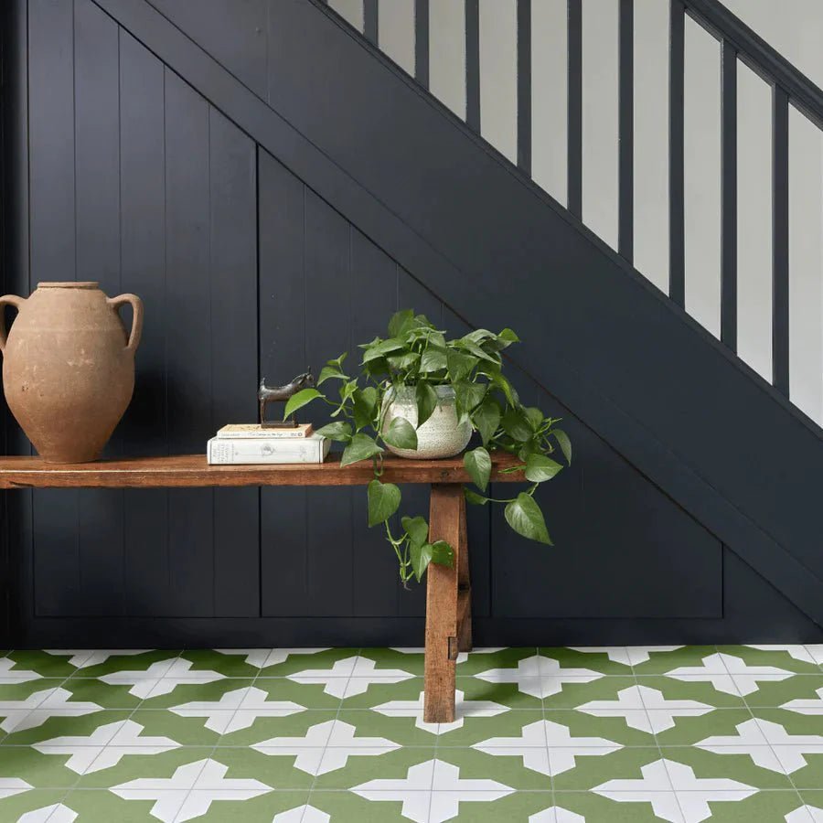 Bert & May - Crosses Forest Green Porcelain Matt, 20 x 20cm - Tiles & Stone To You