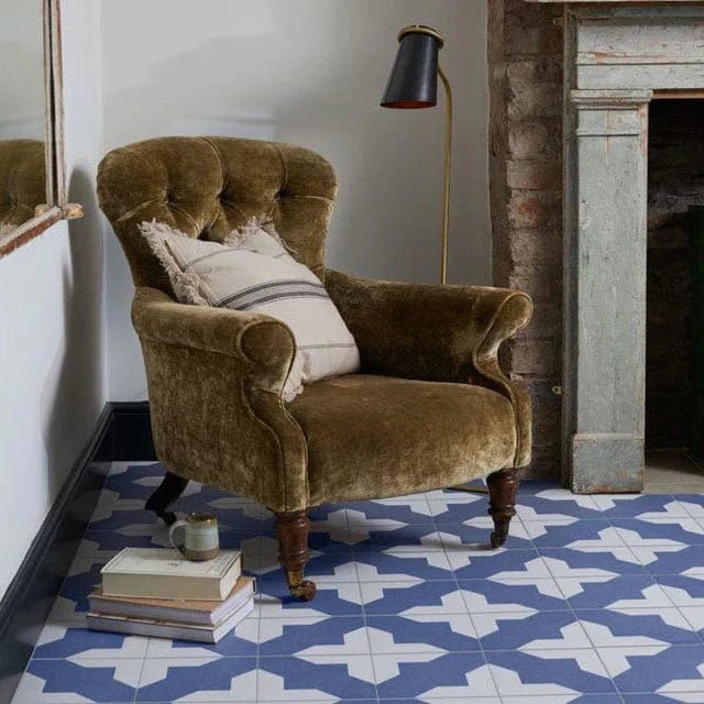 Bert & May - Crosses Navy Porcelain Matt, 20 x 20cm - Tiles & Stone To You