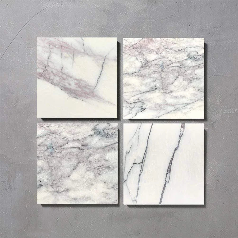 Bert &amp; May - Lilac Veined Honed Marble, 20 x 20cm - Tiles &amp; Stone To You