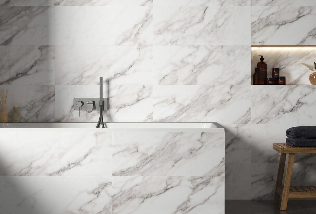 Minoli - Magnus Calacatta White Rectified Ceramic Matt, 30 x 75cm (MGN1001) - Tiles & Stone To You