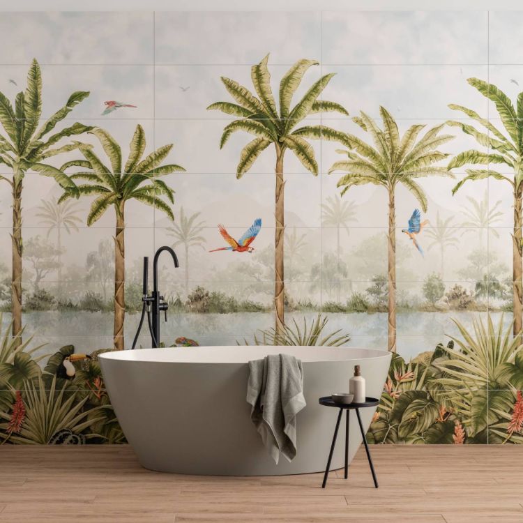 Original Style - Tropical Oasis Panel A Ceramic, 2560 x 990mm (IM-0029426) - Tiles &amp; Stone To You