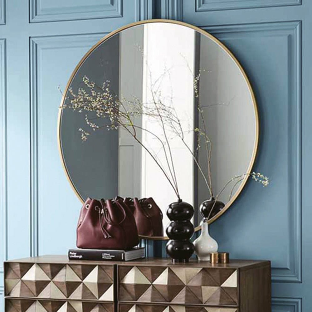 Origins Living - Docklands Round Mirror Brushed Brass, 60cm (B375523) - Tiles &amp; Stone To You