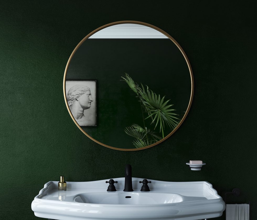 Origins Living - Docklands Round Mirror Brushed Brass, 80cm (B375660) - Tiles &amp; Stone To You