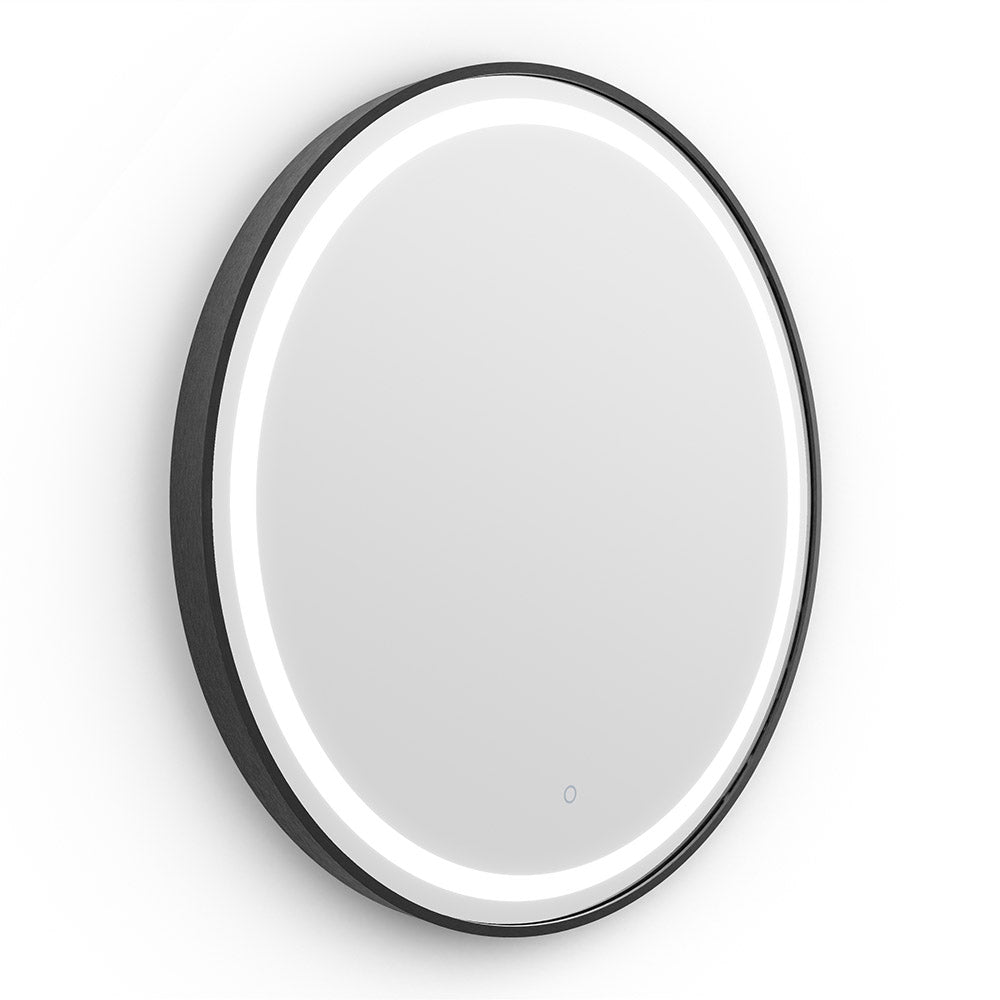 Origins Living - Lomax Light Round Mirror Black, 70cm (LML - 01D070 - BK) - Tiles &amp; Stone To You