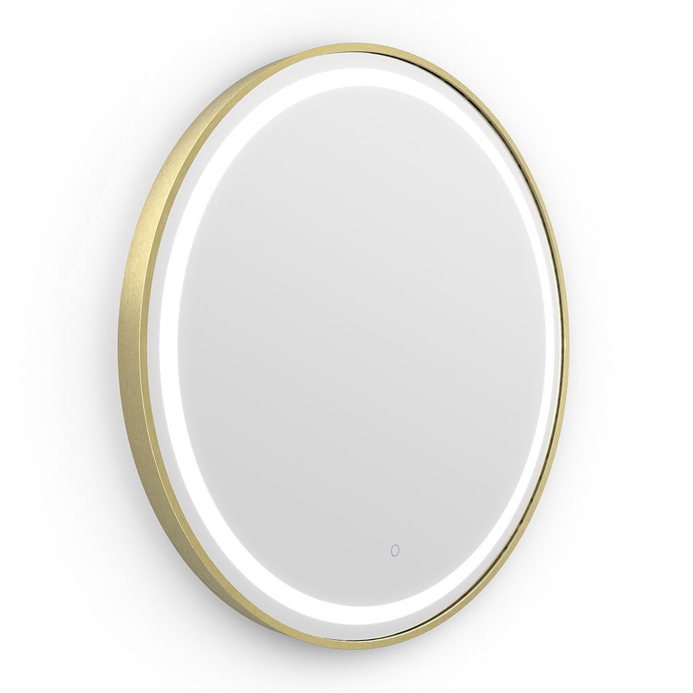 Origins Living - Lomax Light Round Mirror Brushed Brass, 70cm (LML - 01D070 - BB) - Tiles &amp; Stone To You