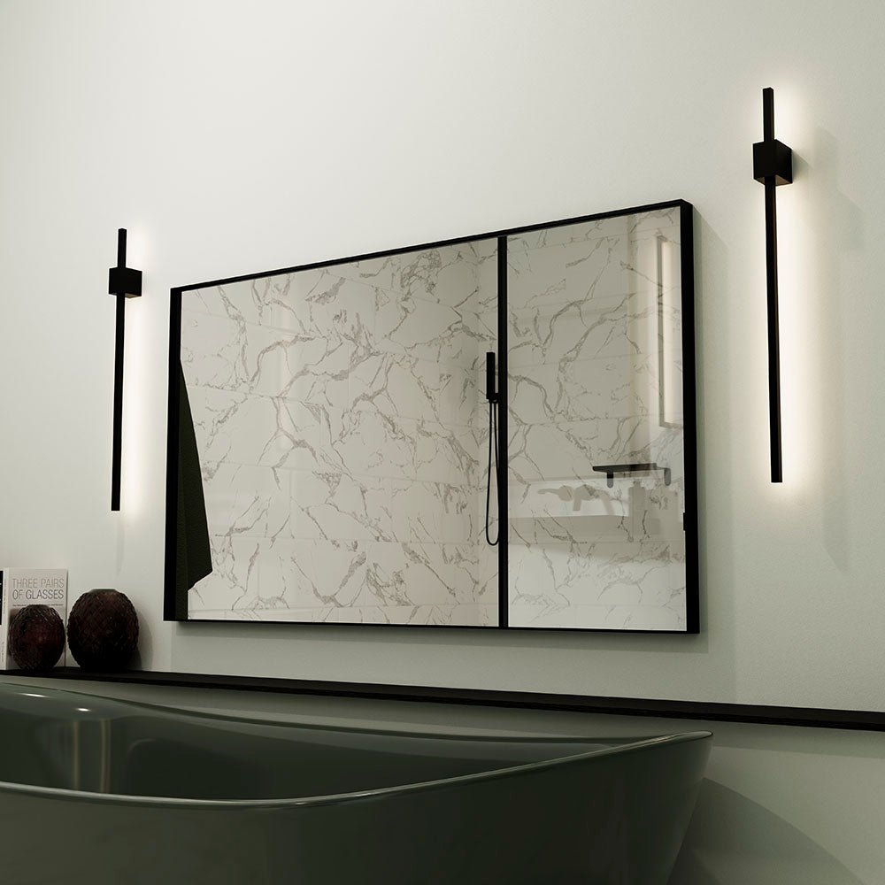 Origins Living - Newington Rectangular Mirror 100x80cm – Black (NWG - 001108 - BK) - Tiles &amp; Stone To You