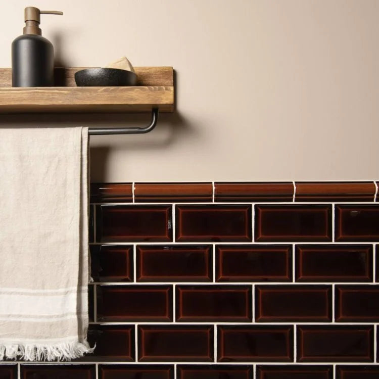 Original Style - Teapot Brown Metro Bevelled Tile, 15 x 7.5cm (IM-0030180)