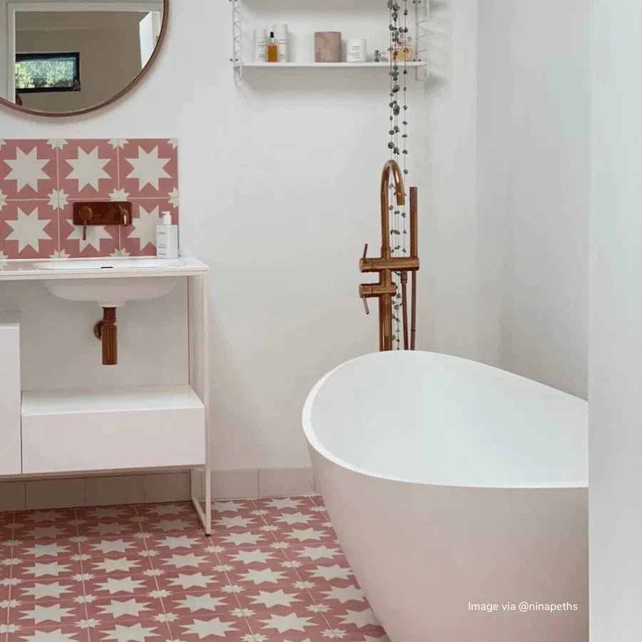 Bert &amp; May - Pink Pradena Porcelain Matt, 20 x 20cm - Tiles &amp; Stone To You