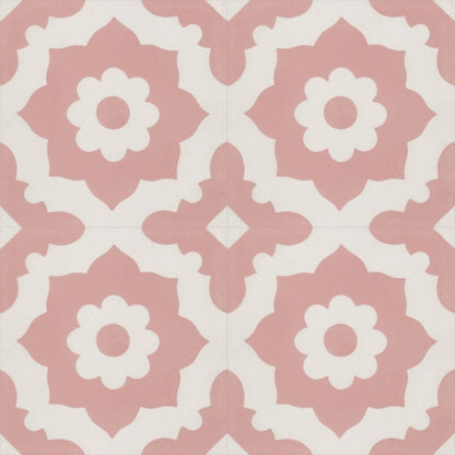 Moroccan Encaustic Cement 04a Floral Pink, 20 x 20cm - Tiles &amp; Stone To You
