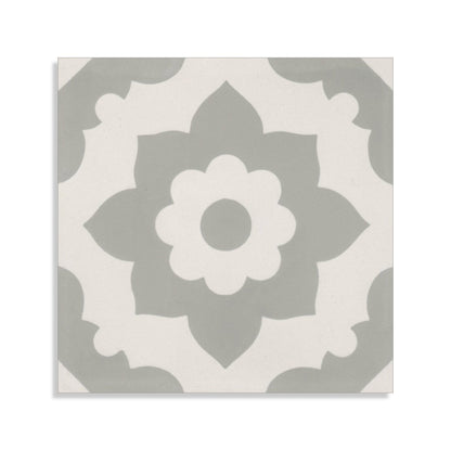 Moroccan Encaustic Cement 04b Floral Grey, 20 x 20cm - Tiles &amp; Stone To You