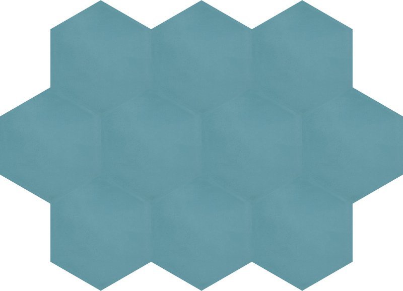 Moroccan Encaustic Cement Hexagonal Aquamarine, 20 x 23cm - Tiles &amp; Stone To You