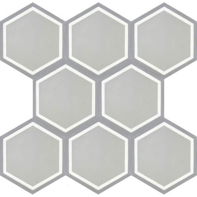 Moroccan Encaustic Cement Hexagonal Honeycomb Grey, 20 x 23cm - Tiles &amp; Stone To You