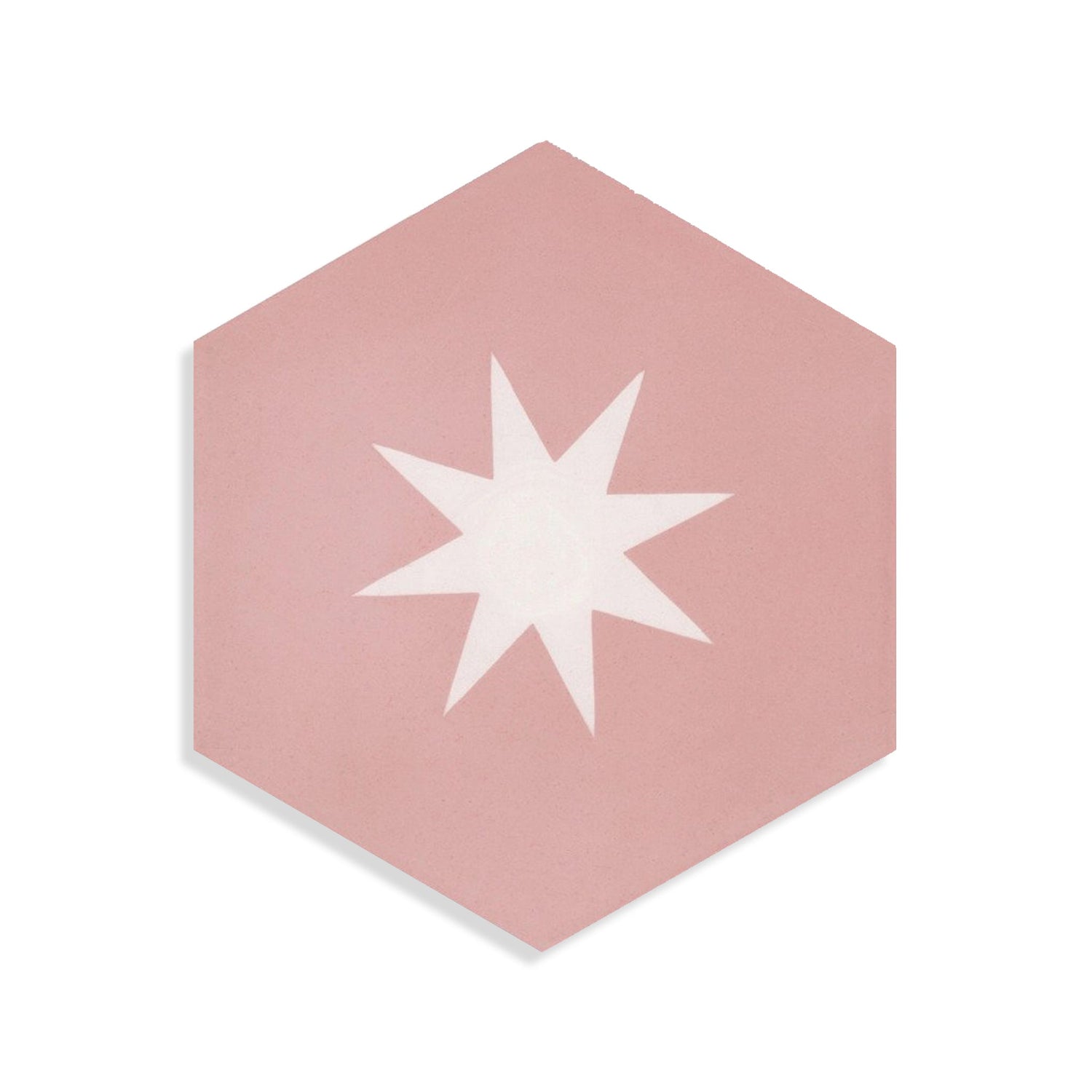 Moroccan Encaustic Cement Hexagonal Medium Star Pink, 20 x 23cm - Tiles &amp; Stone To You