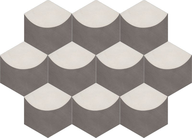 Moroccan Encaustic Cement Hexagonal Moon, 20 x 23cm - Tiles &amp; Stone To You