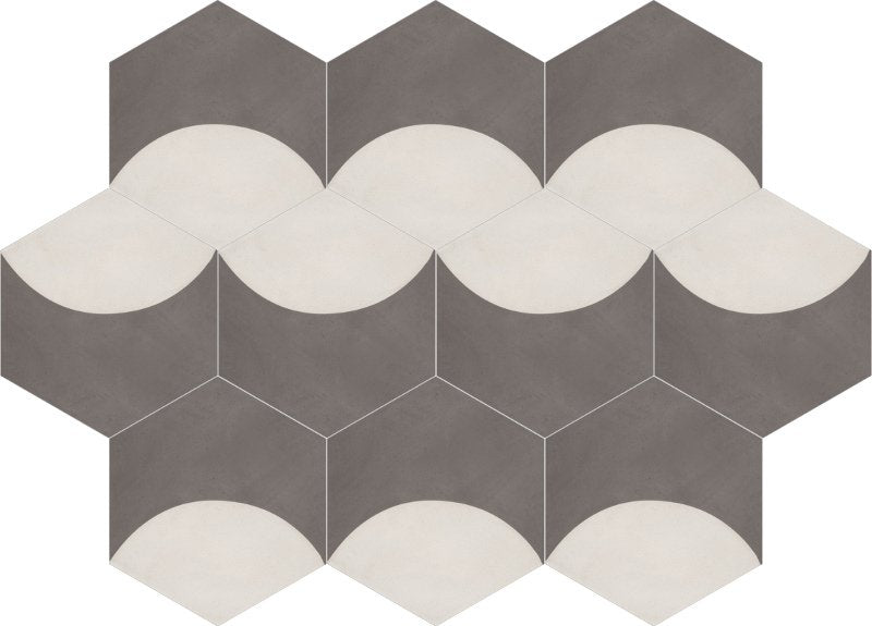 Moroccan Encaustic Cement Hexagonal Moon, 20 x 23cm - Tiles &amp; Stone To You