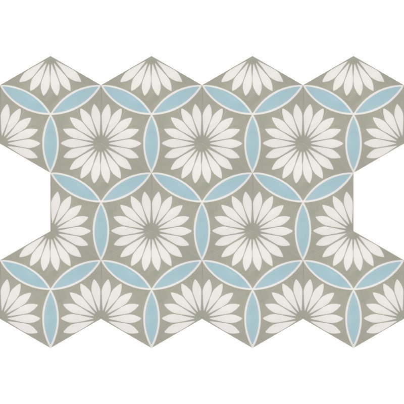 Moroccan Encaustic Cement Hexagonal Petal 02, 20 x 23cm - Tiles &amp; Stone To You