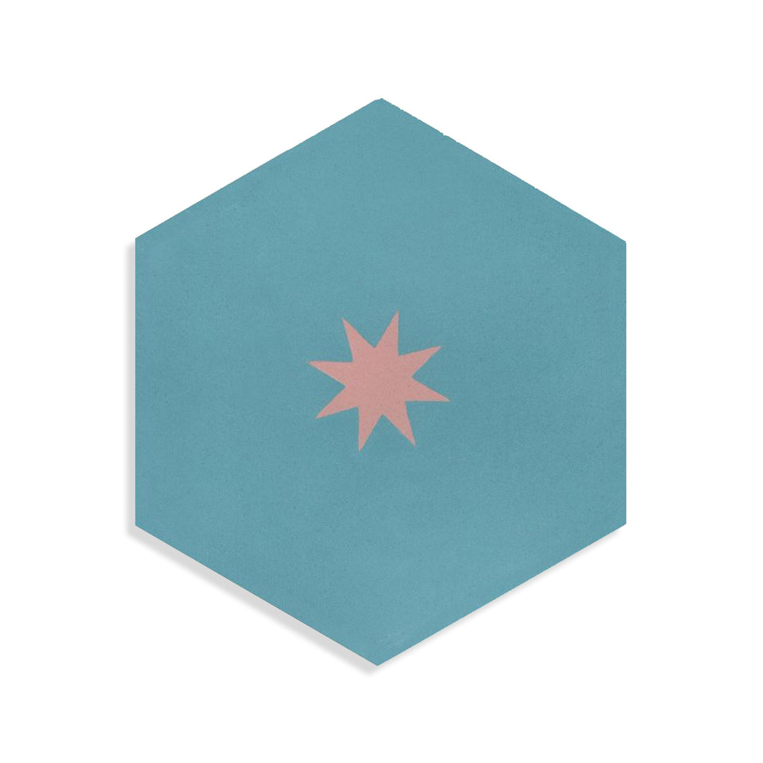 Moroccan Encaustic Cement Hexagonal Small Star Aquamarine, 20 x 23cm - Tiles &amp; Stone To You