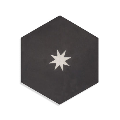 Moroccan Encaustic Cement Hexagonal Small Star Black, 20 x 23cm - Tiles &amp; Stone To You