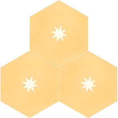 Moroccan Encaustic Cement Hexagonal Small Star Lemon, 20 x 23cm - Tiles &amp; Stone To You