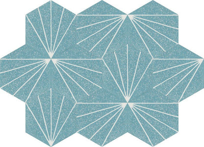 Moroccan Encaustic Cement Hexagonal Terrazzo 19, 20 x 23cm - Tiles &amp; Stone To You