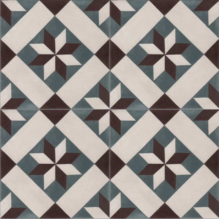 Moroccan Encaustic Cement Pattern 01v, 20 x 20cm - Tiles &amp; Stone To You