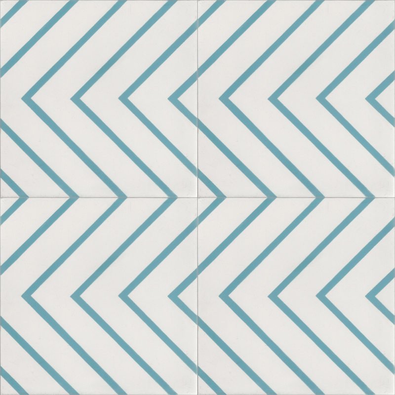 Moroccan Encaustic Cement Pattern 07kd Sky Blue, 20 x 20cm - Tiles &amp; Stone To You