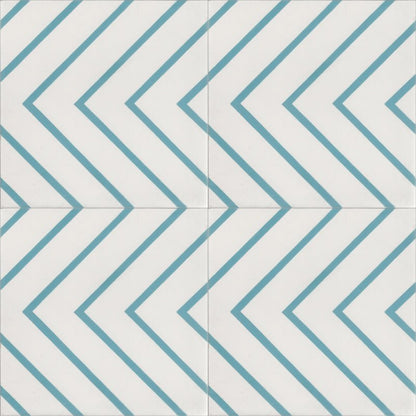 Moroccan Encaustic Cement Pattern 07kd Sky Blue, 20 x 20cm - Tiles &amp; Stone To You