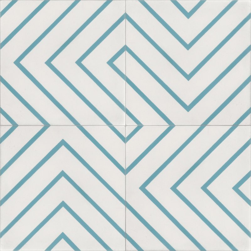 Moroccan Encaustic Cement Pattern 07kd Sky Blue, 20 x 20cm - Tiles &amp; Stone To You