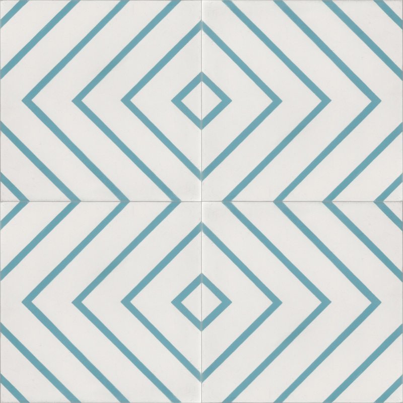 Moroccan Encaustic Cement Pattern 07kd Sky Blue, 20 x 20cm - Tiles &amp; Stone To You