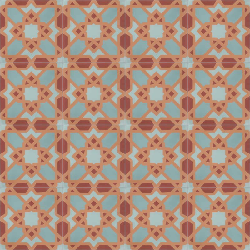 Moroccan Encaustic Cement Pattern 08e2, 20 x 20cm - Tiles &amp; Stone To You