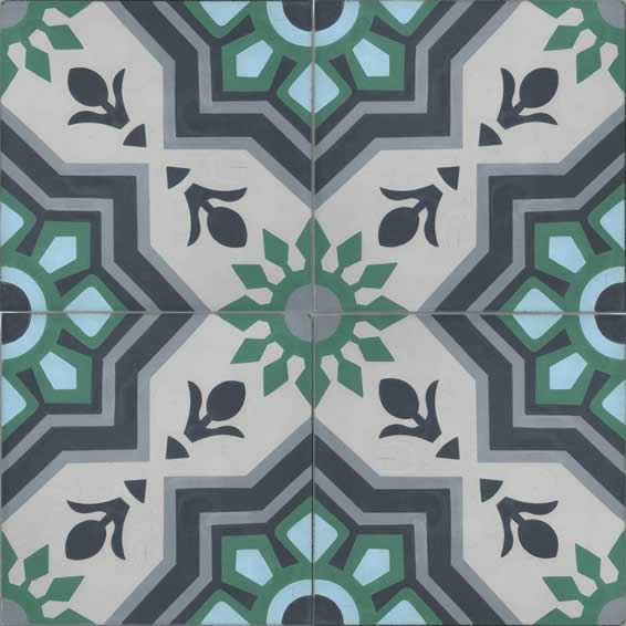 Moroccan Encaustic Cement Pattern 11b, 20 x 20cm - Tiles &amp; Stone To You