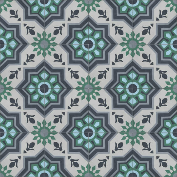 Moroccan Encaustic Cement Pattern 11b, 20 x 20cm - Tiles &amp; Stone To You